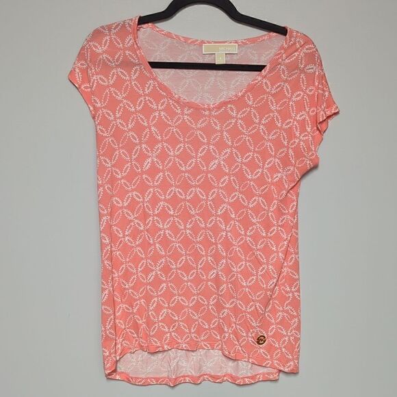 Michael Michael Kors Scoop Neck Coral Cap Sleeve Blouse - Picture 1 of 5